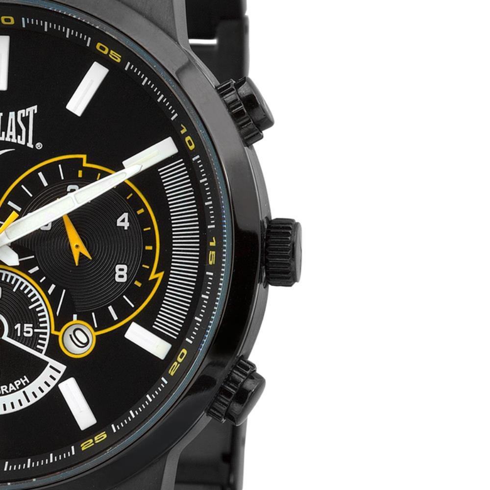 Relógio Pulso Everlast Masculino Cronógrafo Aço Preto E502 Preto 3