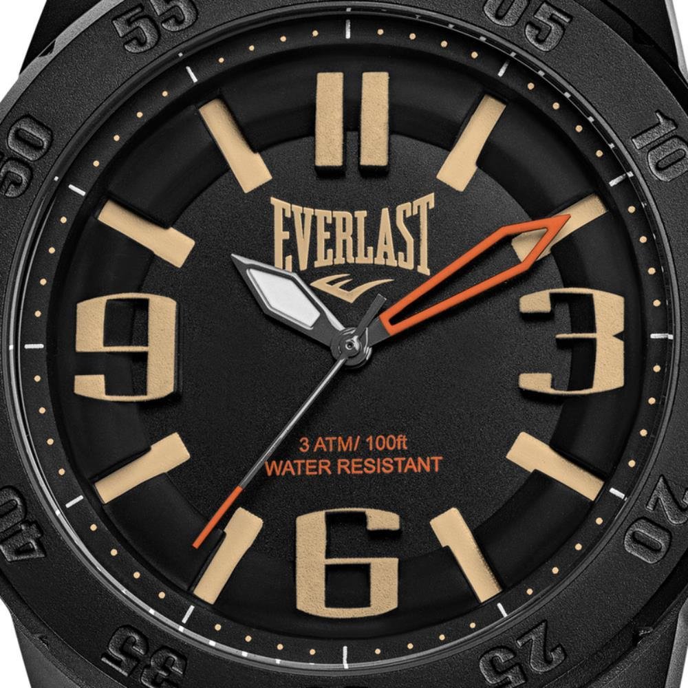 Relógio Pulso Everlast E697 Caixa Aço E Pulseira Silicone Preto 2