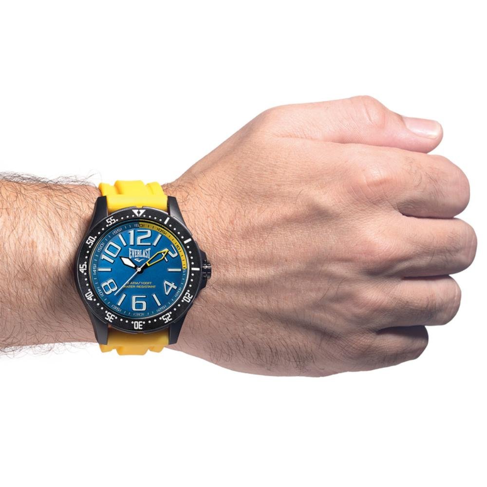 Relógio Pulso Masculino Everlast Silicone Resistente Esporte Amarelo 3