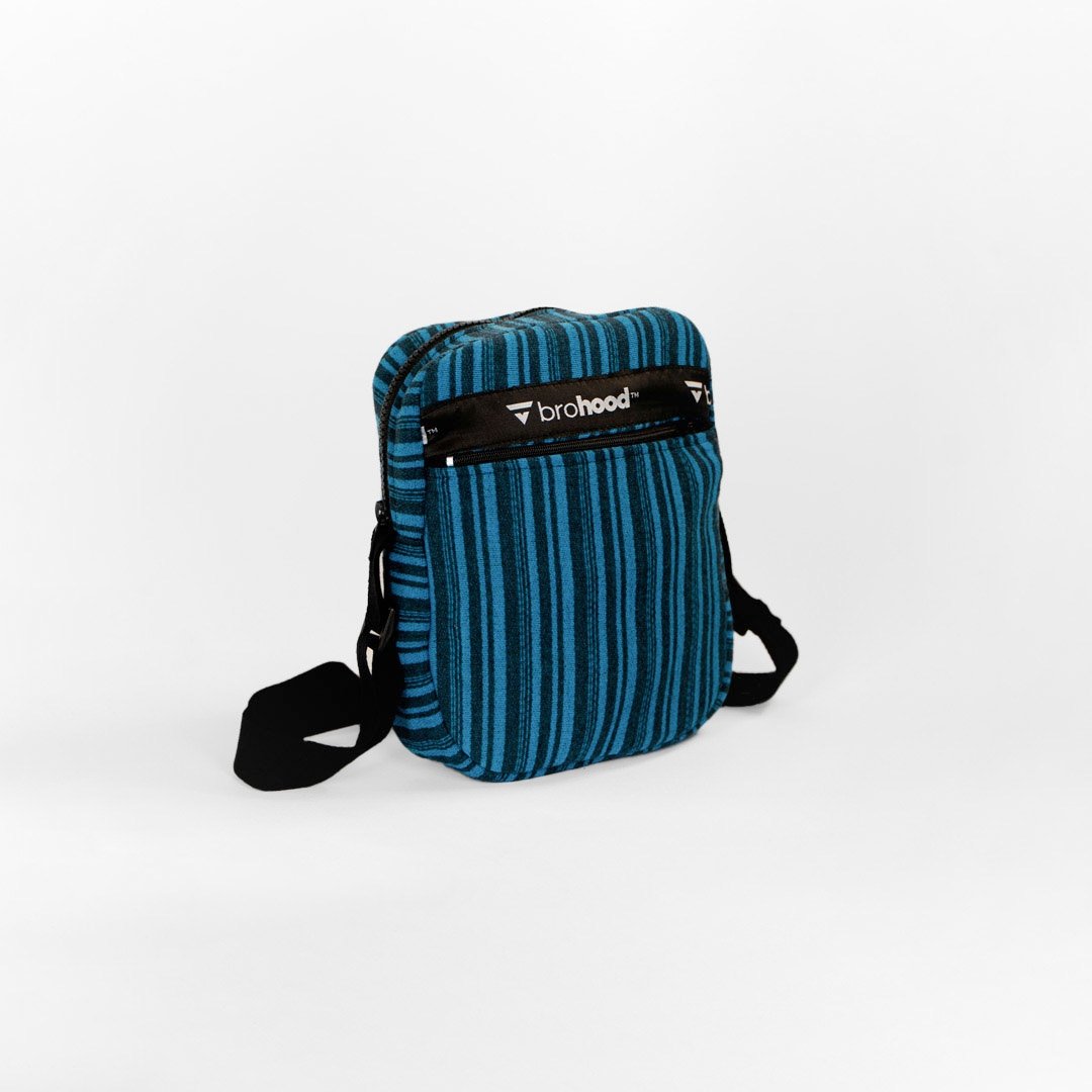 Shoulder Bag Brohood Mini Bolsa Moletom Listrado Azul