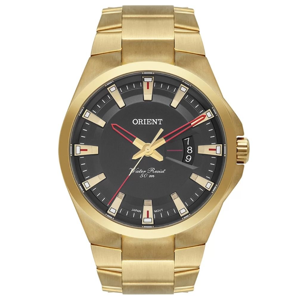 Relógio Orient masculino dourado preto - MGSS1220 P1KX