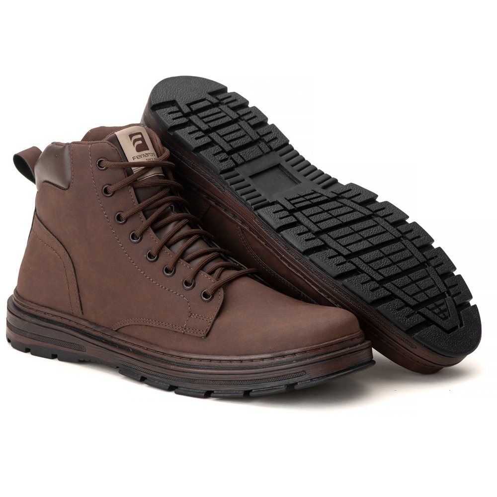 Bota Coturno Masculino Moda Casual Sola Borracha Macia Conforto Estilo e Qualidade Marrom 4