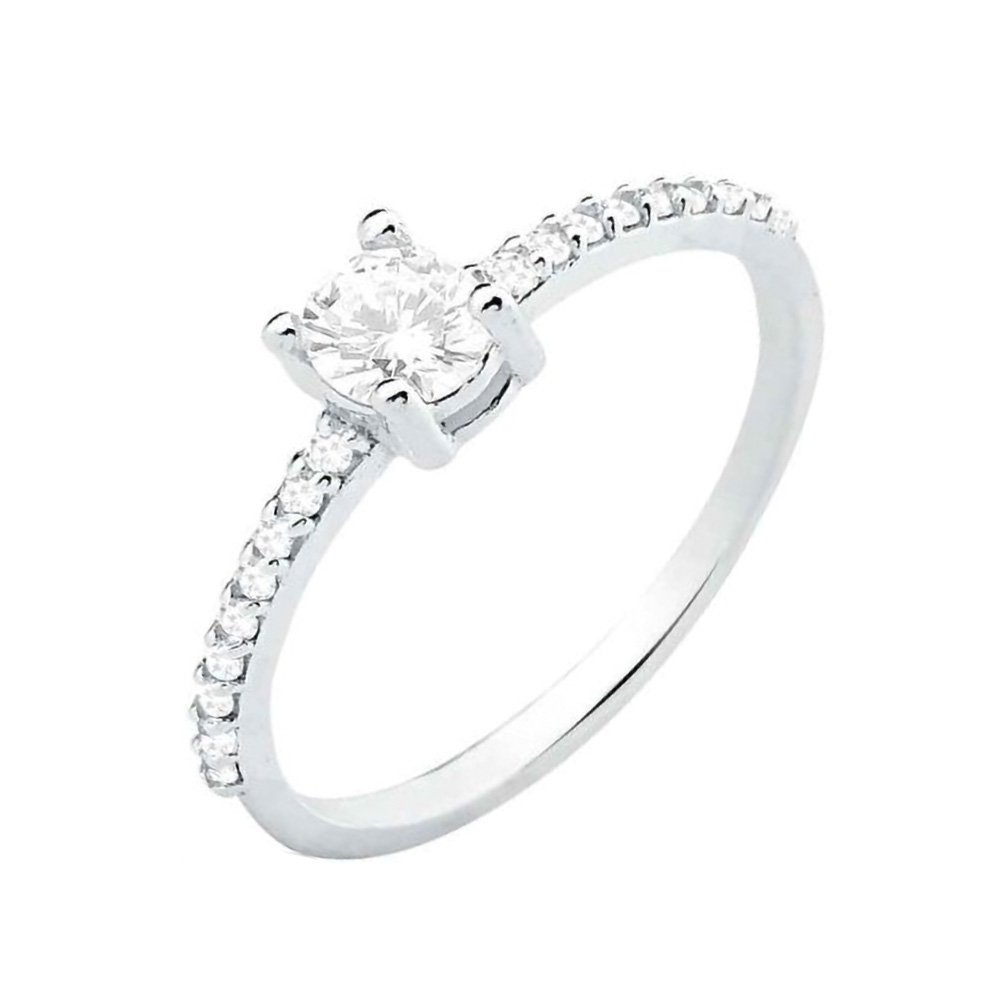 Anel Solitário de Prata Zircônia Milla