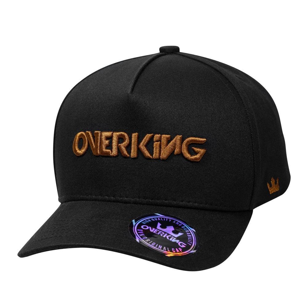 Boné Overking Aba Curva Snapback Basic Black Gold Preto 1
