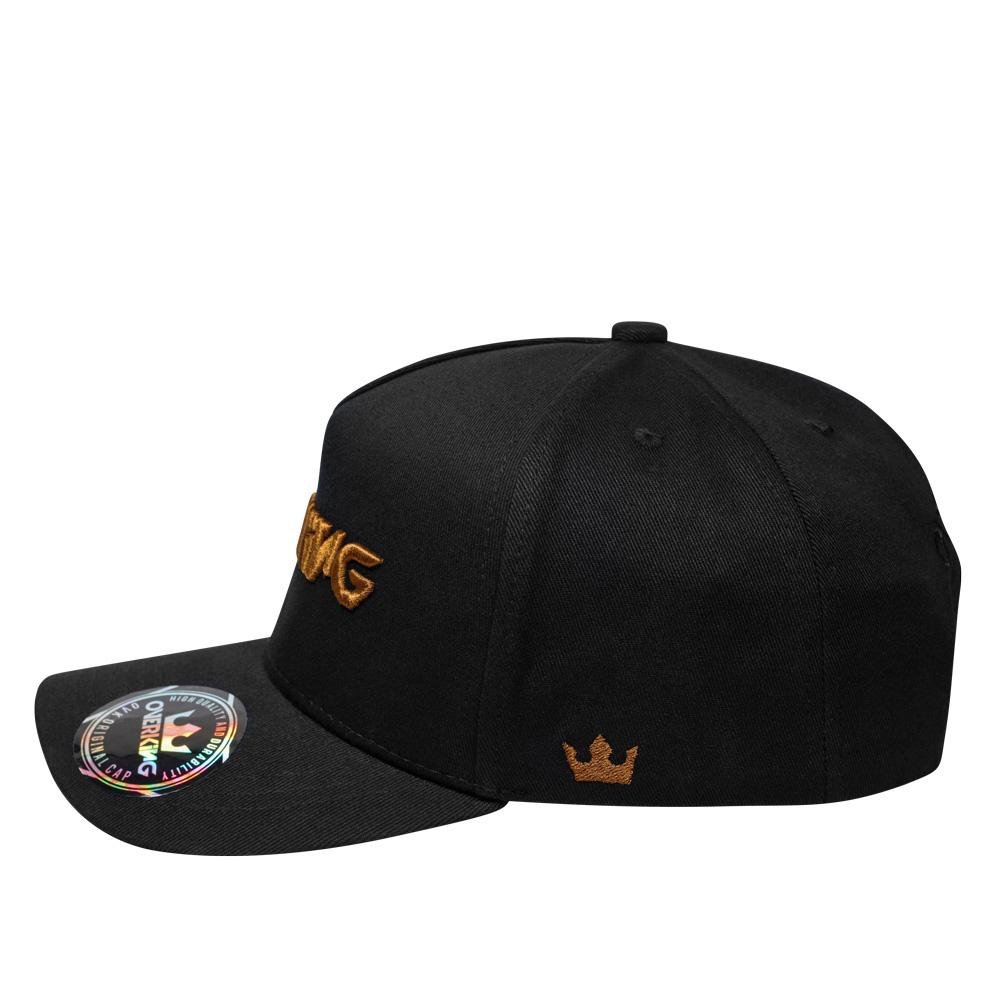 Boné Overking Aba Curva Snapback Basic Black Gold Preto 2
