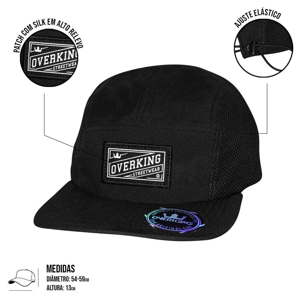 Boné Overking Five Panel Strapback Mesh Preto Preto 5