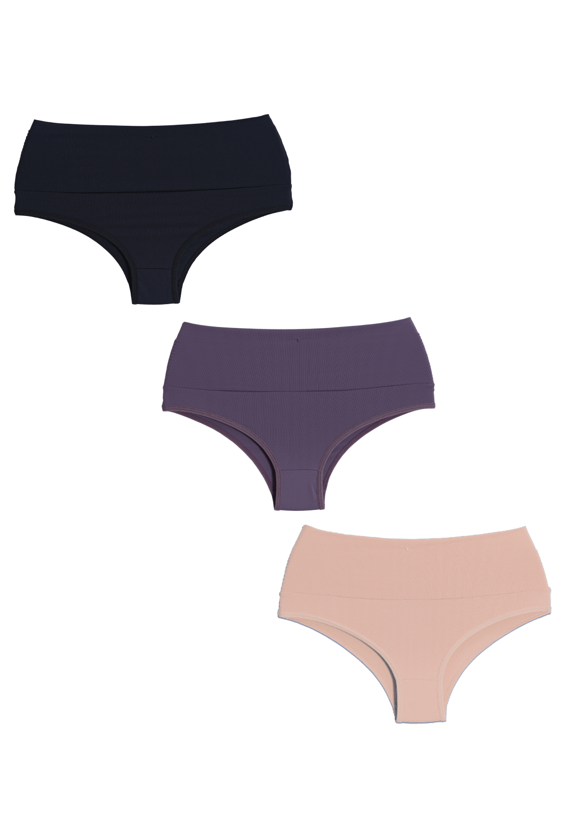 Kit 3 Calcinhas Rubi Plus Size Cós Duplo Microfibra Concept Lingerie