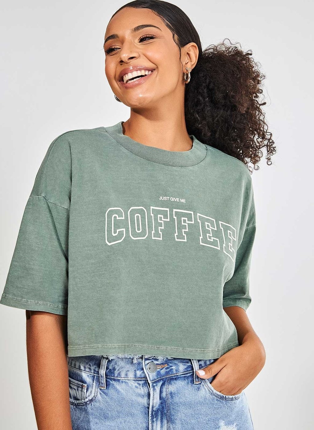 Blusa Cropped Verde Coffee
