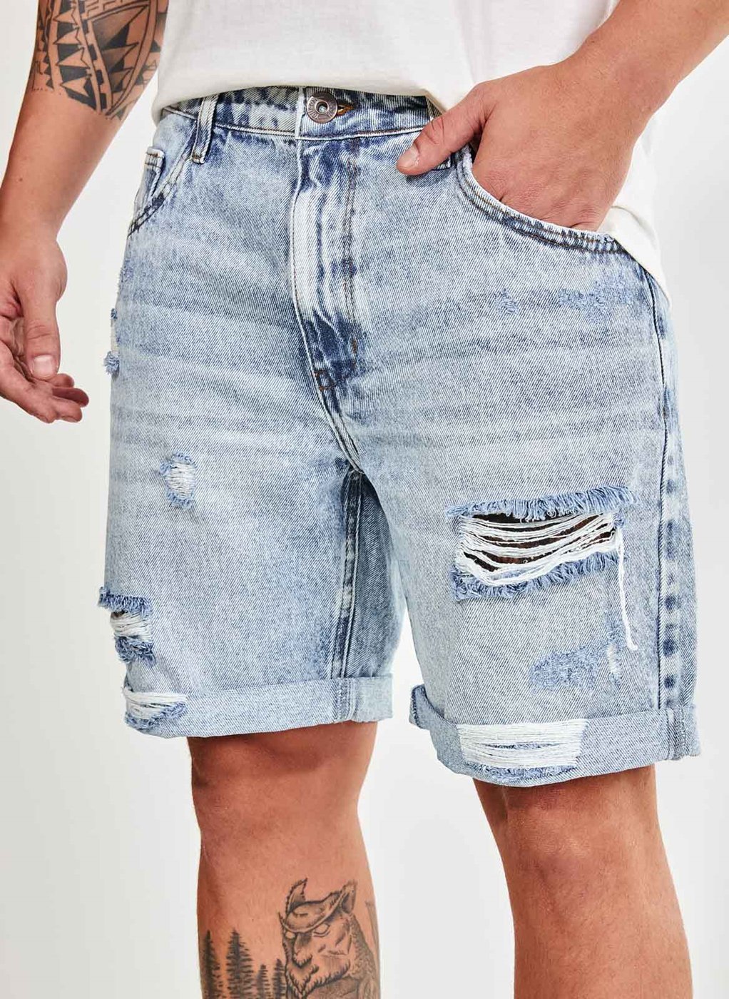 Bermuda Jeans Marmorizado Rasgos
