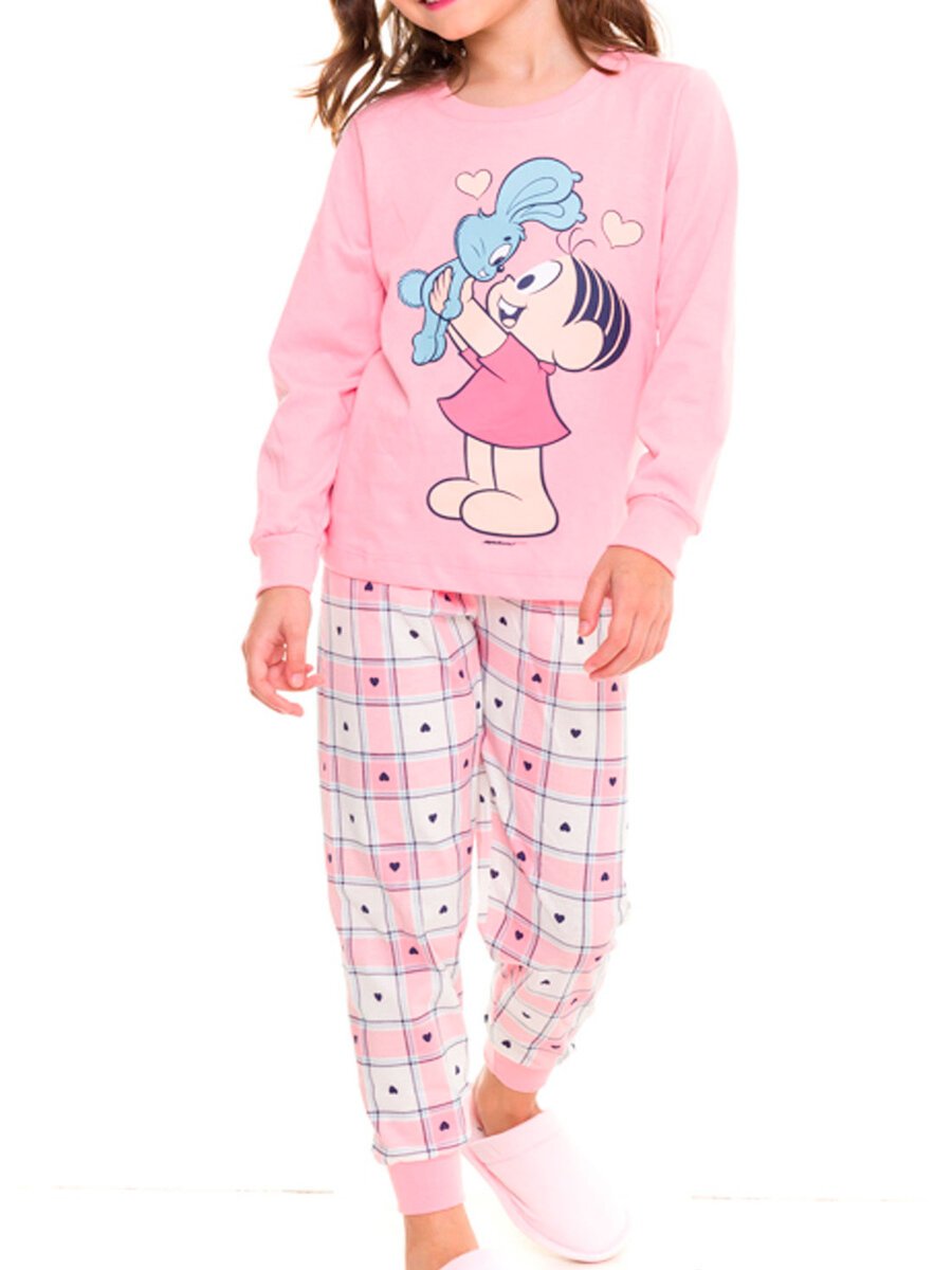 Pijama Infantil Menina Longo Mônica 24040075 Rosa 5212