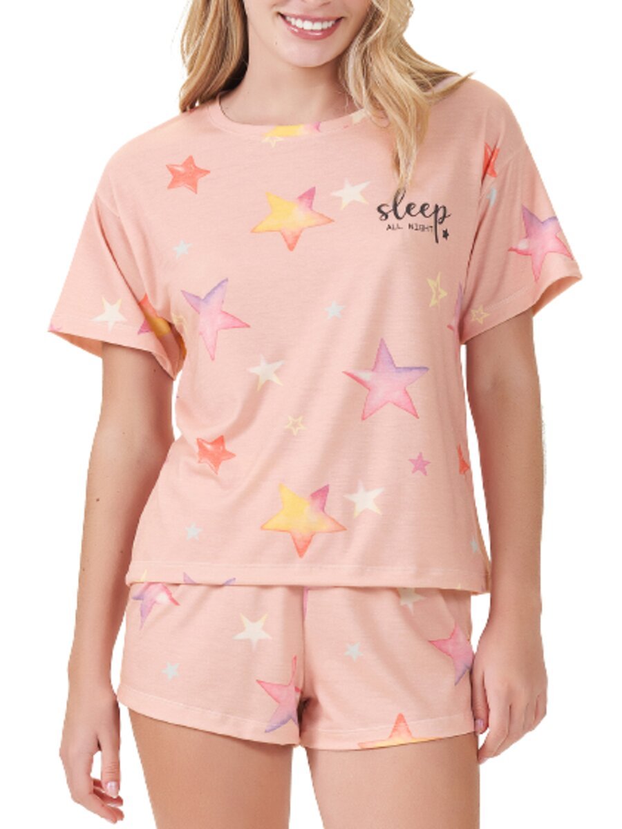 Pijama Feminino Curto Espaço Pijama 4010030 Laranja 1