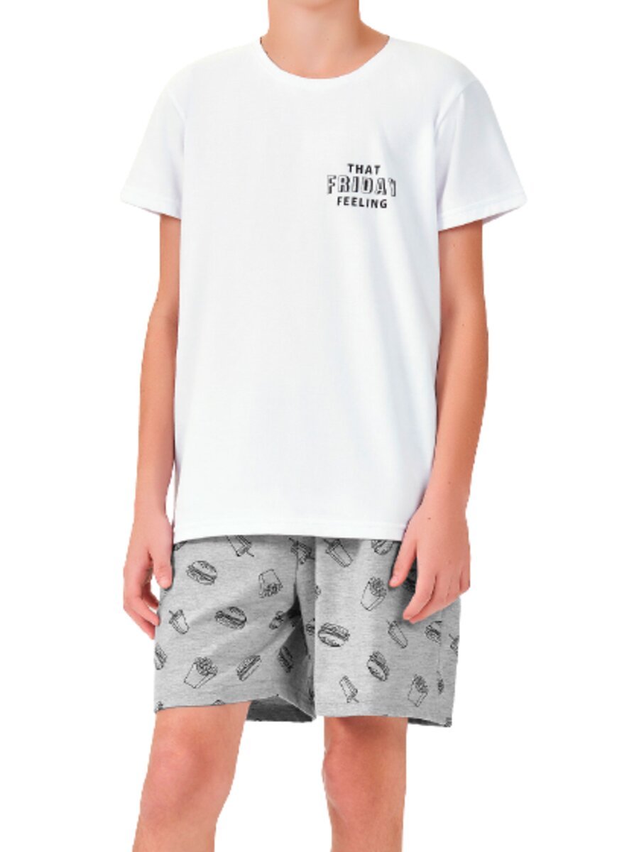 Pijama Infantil Menino Curto Espaço Pijama 4060001 Branco 1