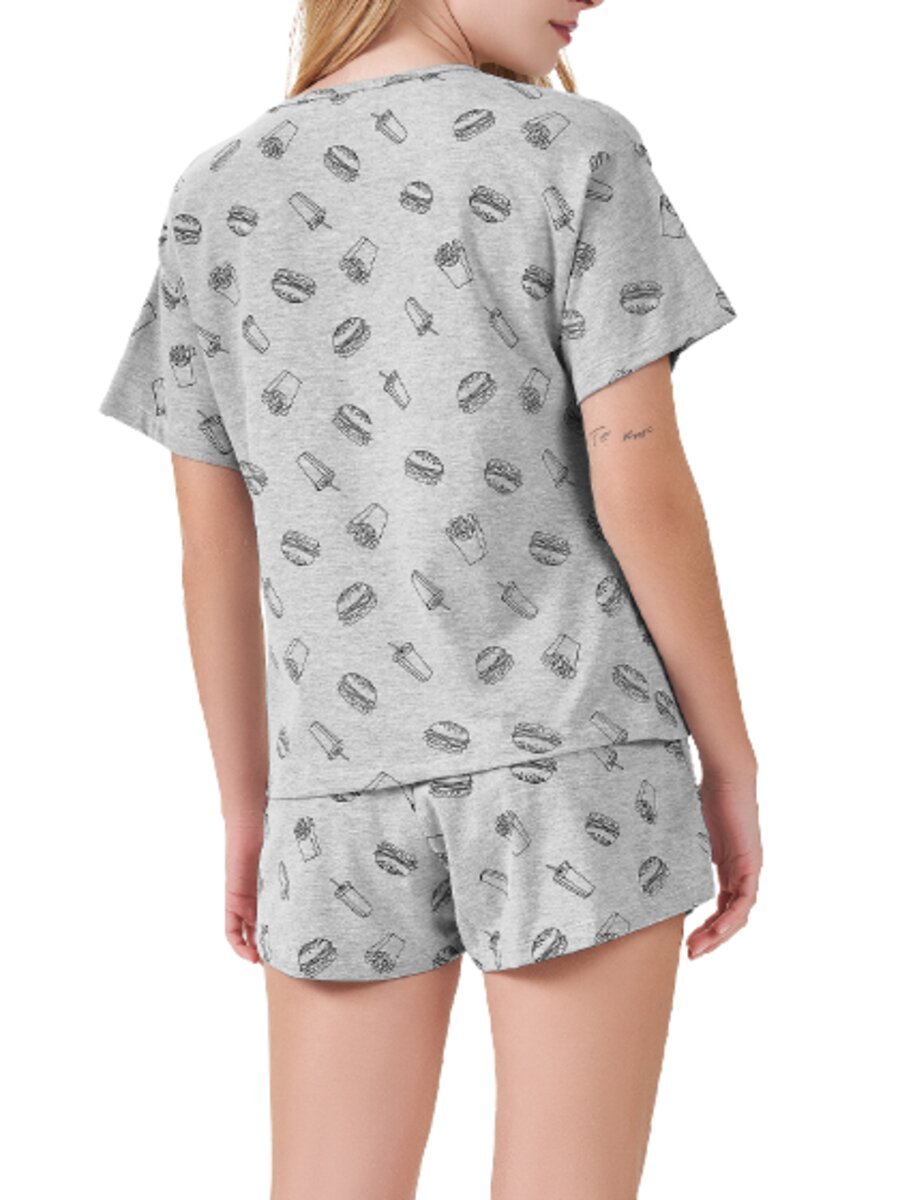 Pijama Feminino Curto Espaço Pijama 4010062 Cinza 2