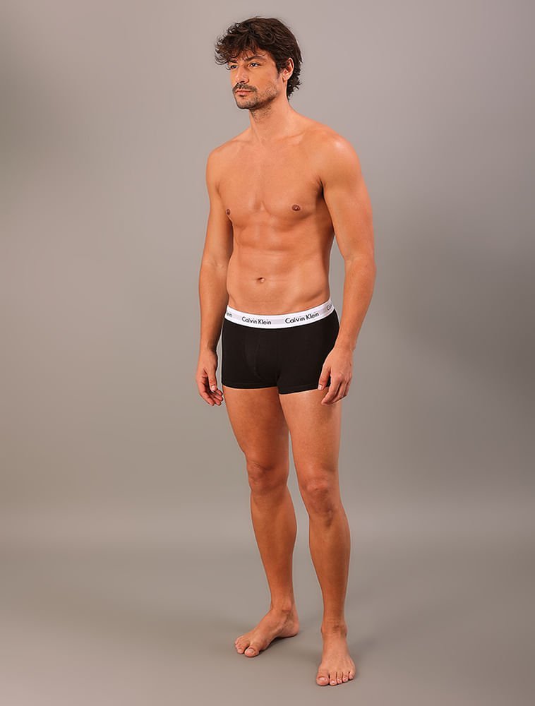 Kit 3 Underwear Low Rise Trunk Classic Cintura Baixa Com Elastano Cuecas Calvin Klein - Multicolor Branco 11