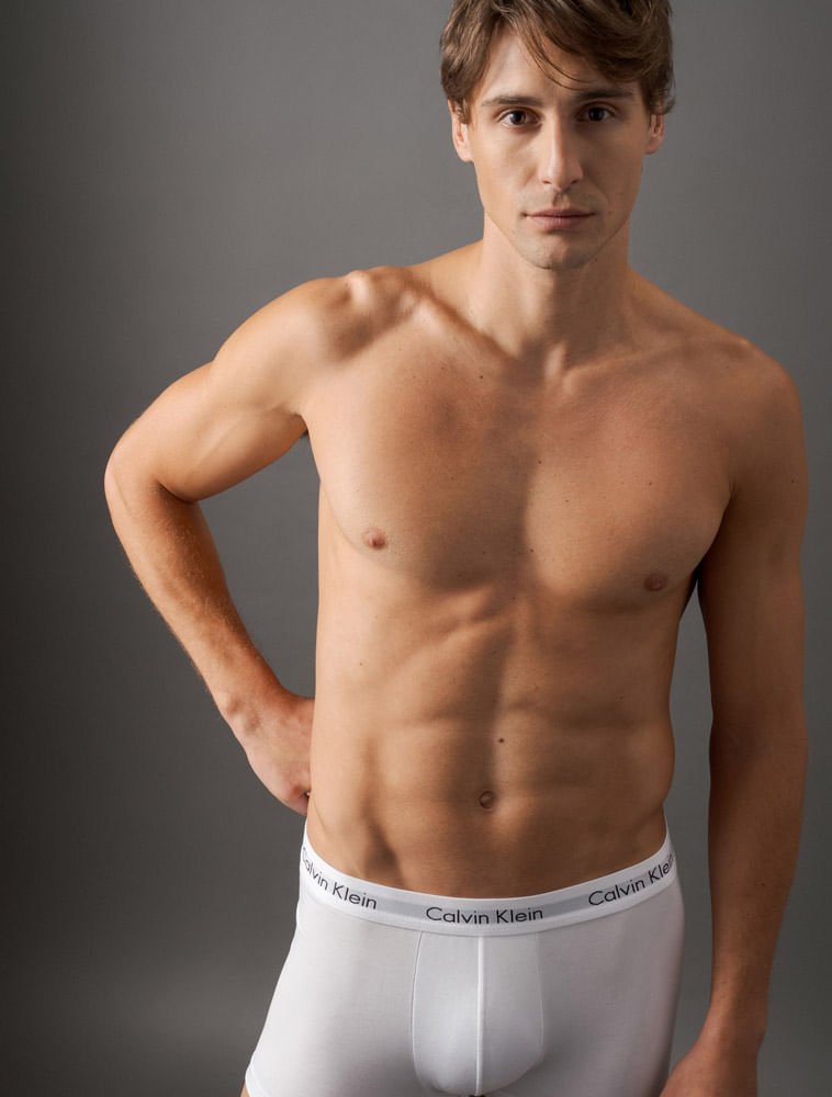 Kit 3 Underwear Low Rise Trunk Classic Cintura Baixa Com Elastano Cuecas Calvin Klein - Multicolor Branco 4