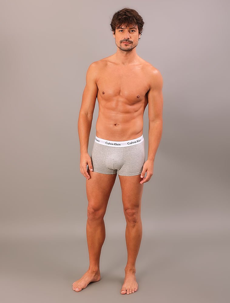 Kit 3 Underwear Low Rise Trunk Classic Cintura Baixa Com Elastano Cuecas Calvin Klein - Multicolor Branco 5