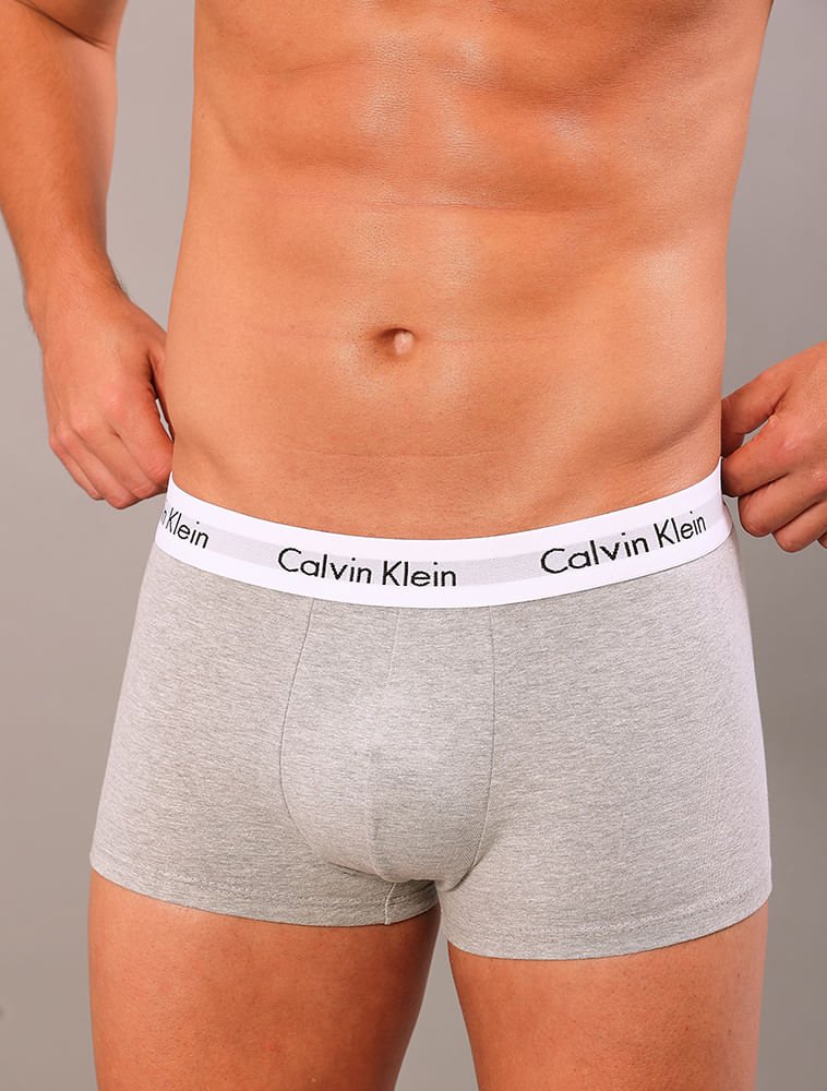 Kit 3 Underwear Low Rise Trunk Classic Cintura Baixa Com Elastano Cuecas Calvin Klein - Multicolor Branco 7