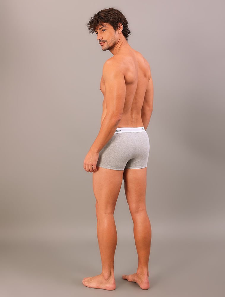 Kit 3 Underwear Low Rise Trunk Classic Cintura Baixa Com Elastano Cuecas Calvin Klein - Multicolor Branco 8