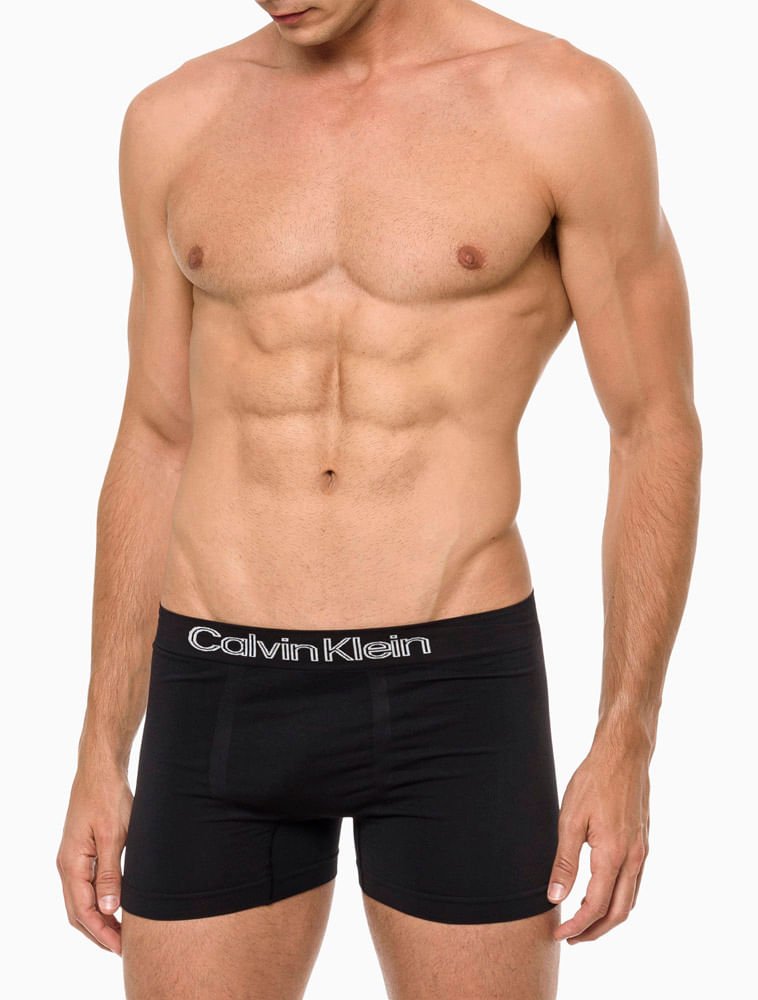 Kit 3 Underwear Trunk Sem Costura Microfibra Cintura Baixa Cueca Calvin Klein - Preto