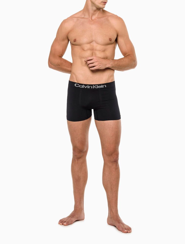 Kit 3 Underwear Trunk Sem Costura Microfibra Cintura Baixa Cueca Calvin Klein - Preto Preto 2
