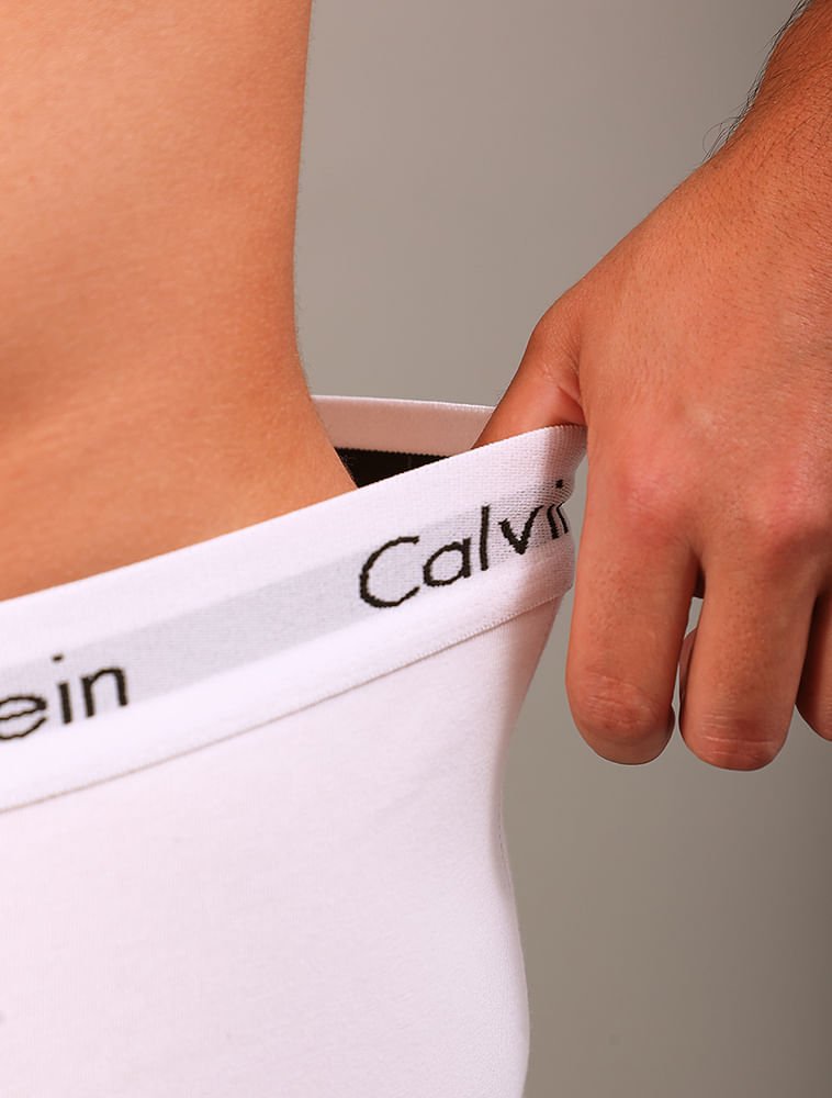 Kit 4 Underwear Trunk Classic Cintura Baixa Com Elastano Elástico Cueca Calvin Klein - Branco Branco 3