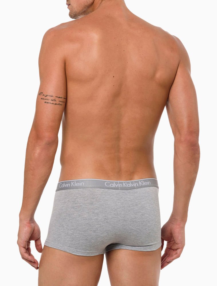 Kit 2 Underwear Trunk Cintura Baixa de Algodão Clássica Cuecas Calvin Klein - Cinza Cinza 3
