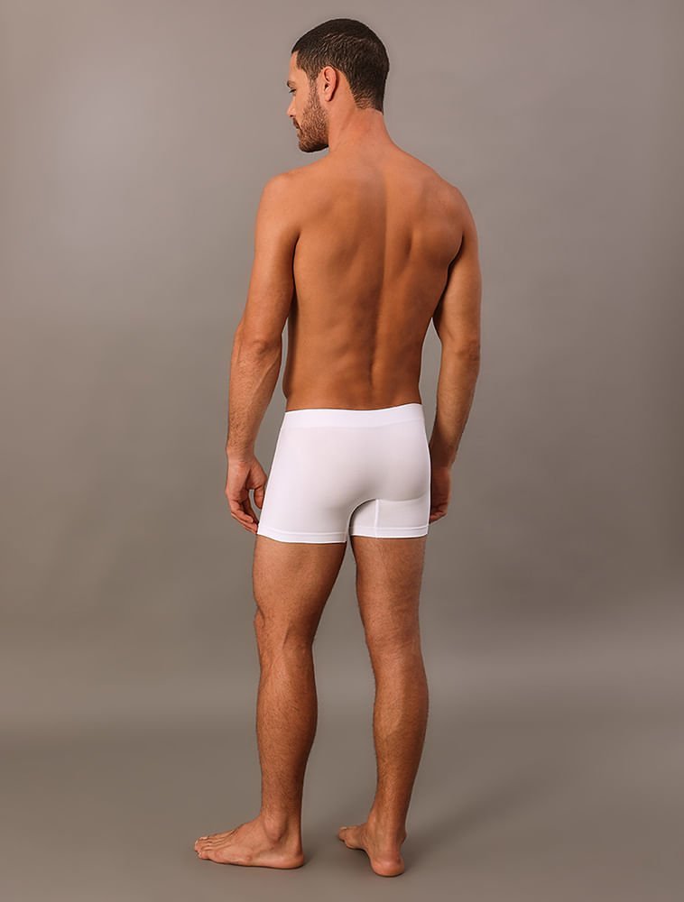 Kit 3 Underwear Trunk Sem Costura Microfibra Cintura Baixa Cueca Calvin Klein - Branco Branco 4