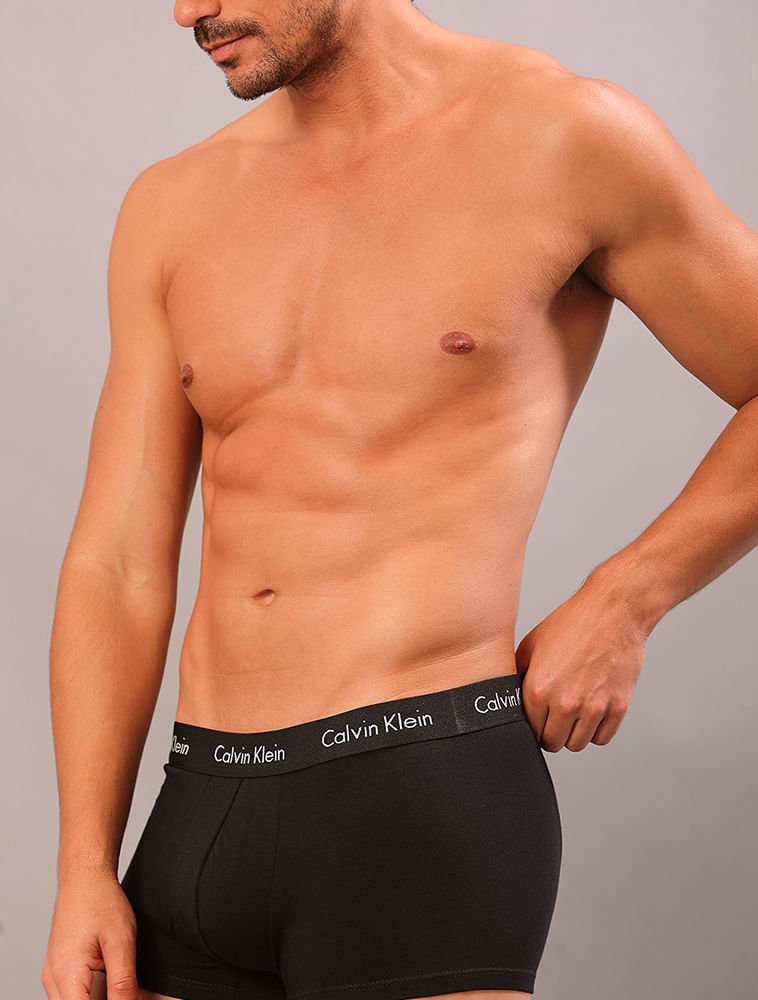 Kit 4 Underwear Trunk Classic Cintura Baixa Com Elastano Elástico Cueca Calvin Klein - Preto Preto 5