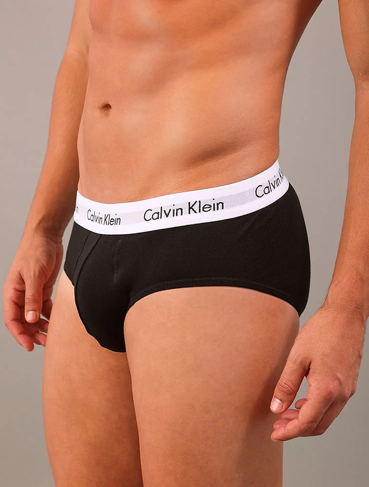 Kit 3 Underwear Brief Clássica Algodão Com Elastano Cintura Baixa Cuecas Calvin Klein - Multicolor Preto 6