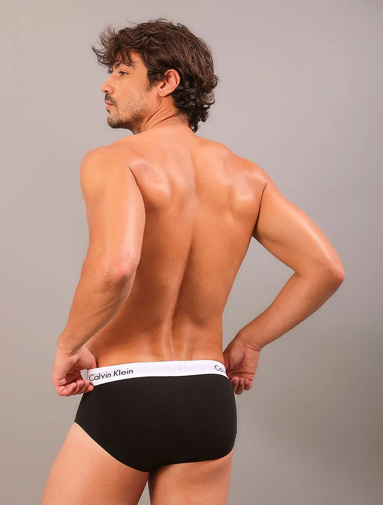 Kit 3 Underwear Brief Clássica Algodão Com Elastano Cintura Baixa Cuecas Calvin Klein - Multicolor Preto 8