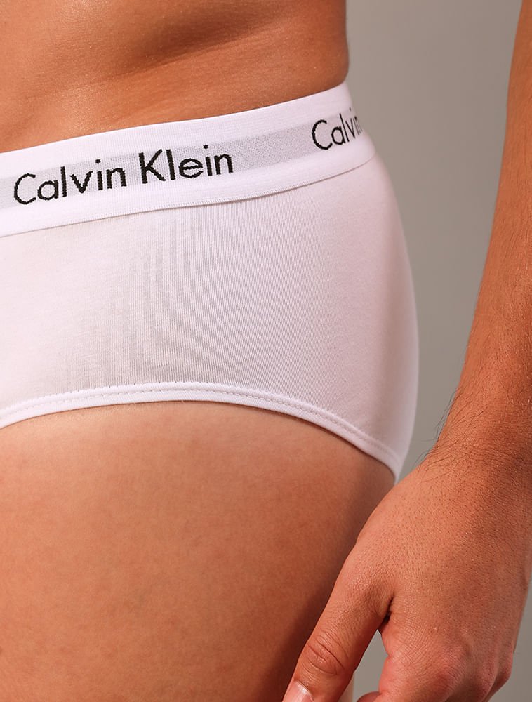 Kit 3 Underwear Brief Clássica Algodão Com Elastano Cintura Baixa Cuecas Calvin Klein - Branco Branco 3