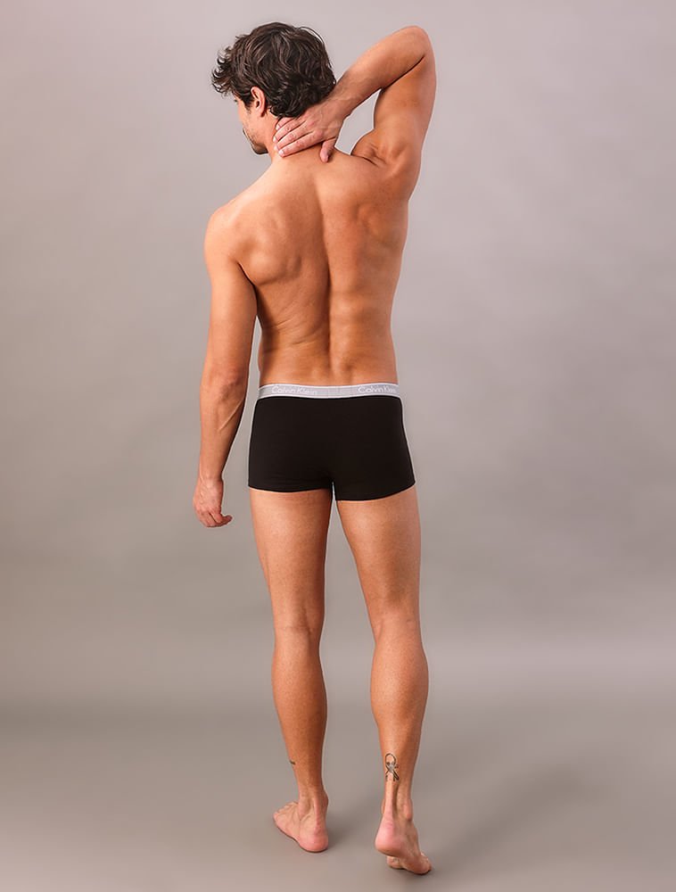 Kit 2 Underwear Trunk Cintura Baixa de Algodão Clássica Cuecas Calvin Klein - Preto Preto 2