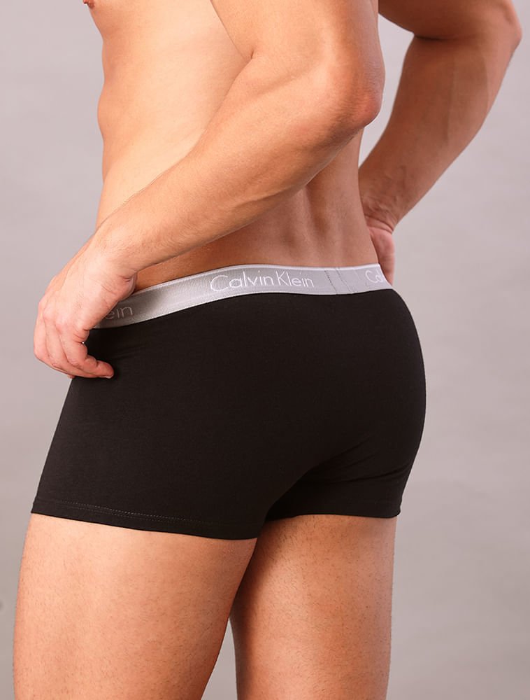 Kit 2 Underwear Trunk Cintura Baixa de Algodão Clássica Cuecas Calvin Klein - Preto Preto 3