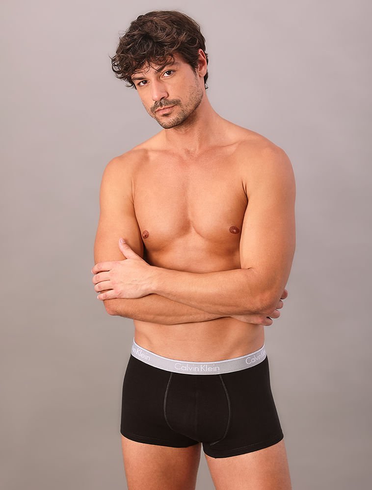 Kit 2 Underwear Trunk Cintura Baixa de Algodão Clássica Cuecas Calvin Klein - Preto Preto 4
