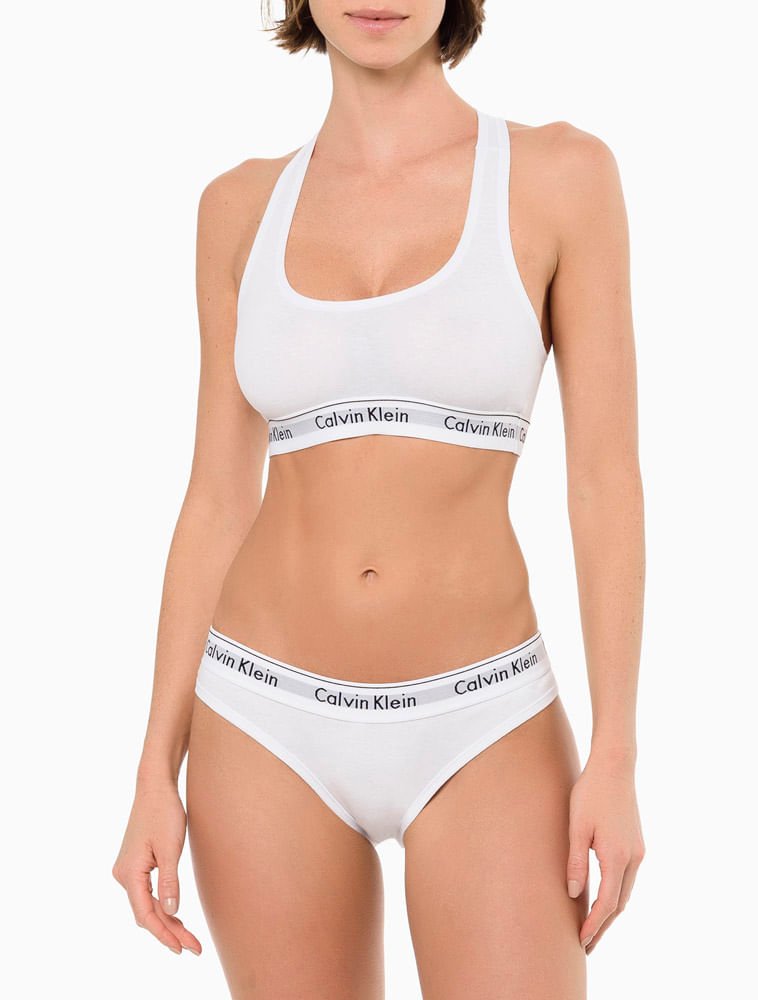 Calcinha Tanga Modern Cotton Underwear Calvin Klein - Branco Branco 2