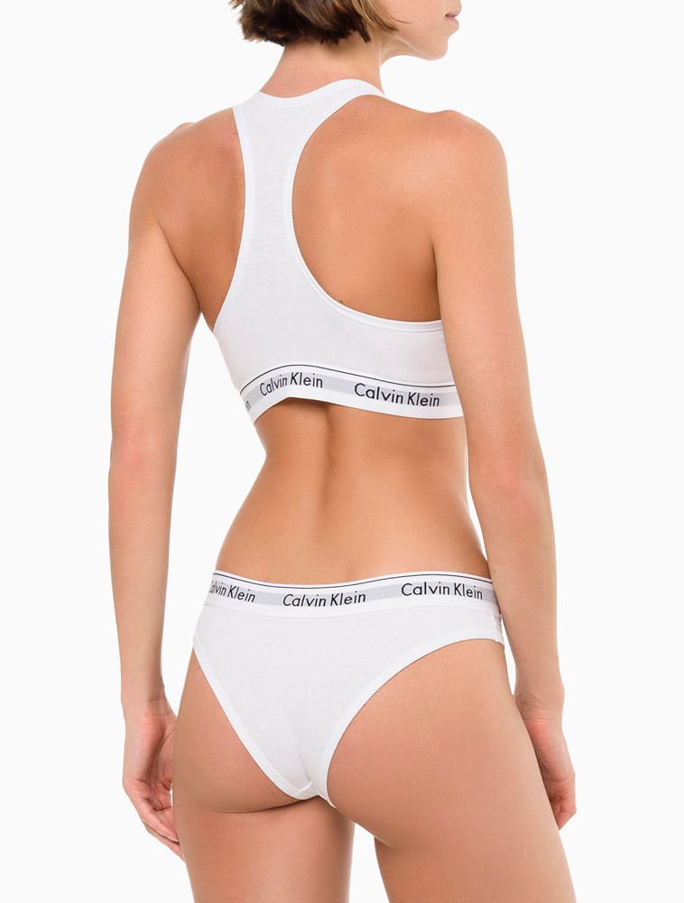 Calcinha Tanga Modern Cotton Underwear Calvin Klein - Branco Branco 3