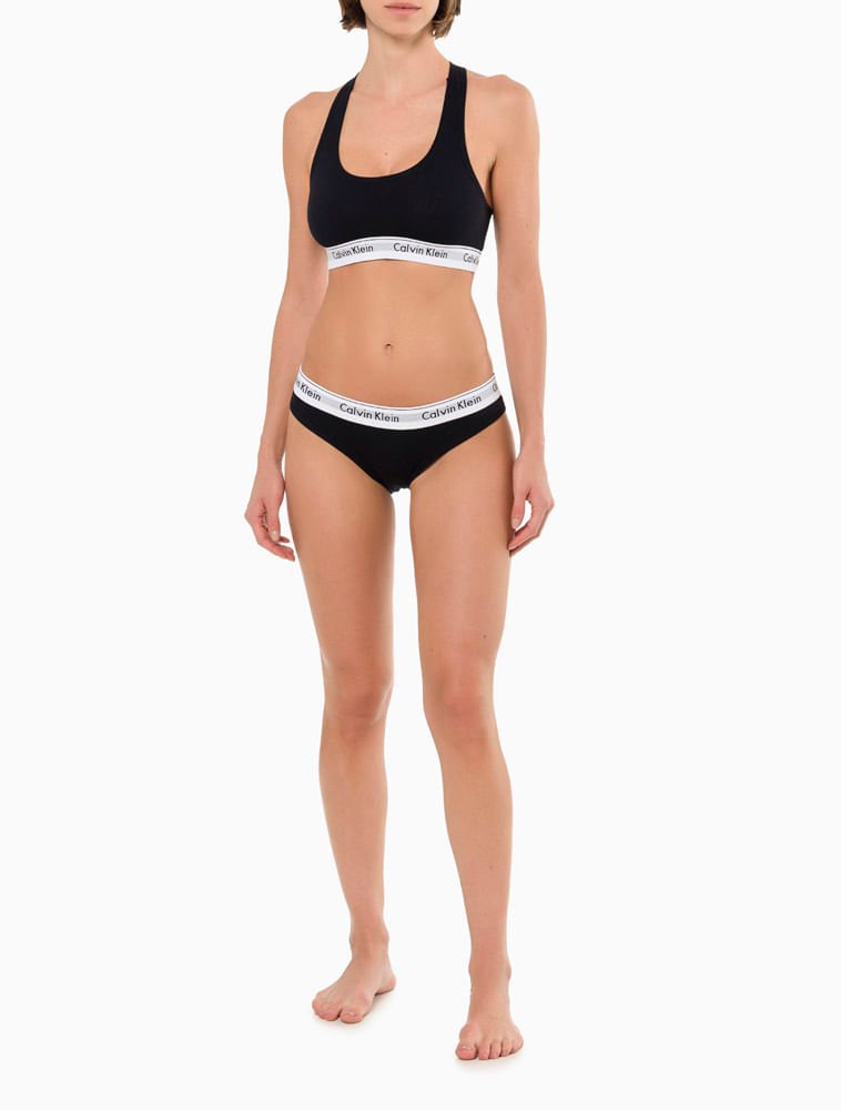 Calcinha Tanga Modern Cotton Underwear Calvin Klein - Preto Preto 2