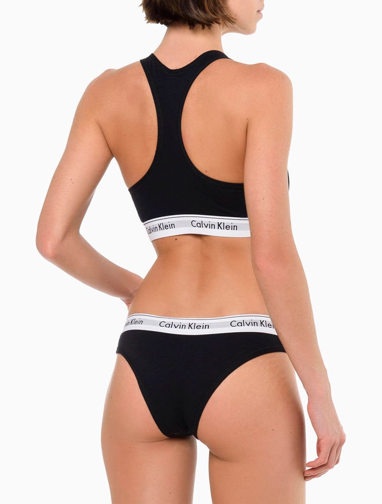 Calcinha Tanga Modern Cotton Underwear Calvin Klein - Preto Preto 3