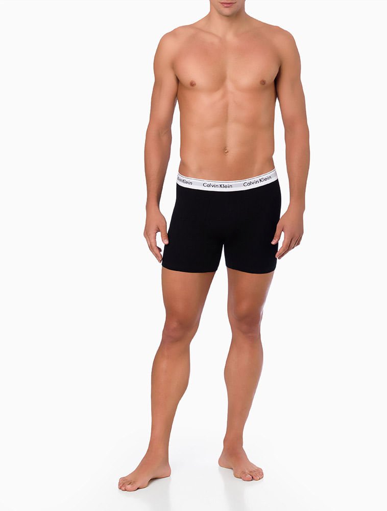 Underwear Boxer Básica Elástico Com Logo Cueca Calvin Klein - Preto Preto