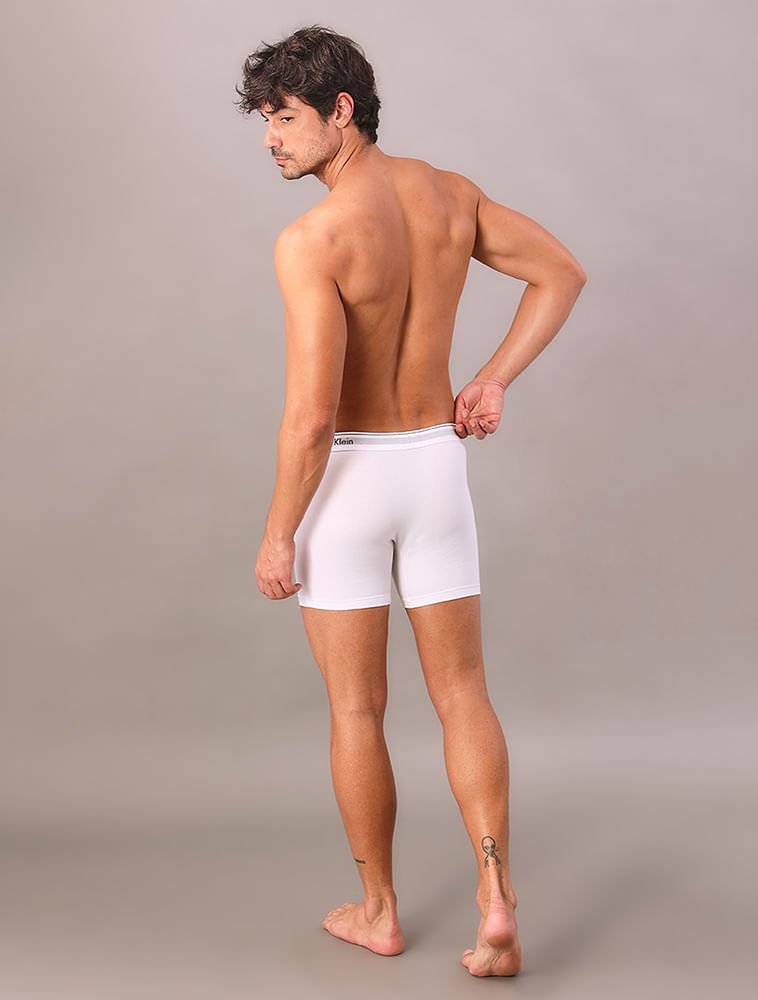 Underwear Boxer Básica Elástico Com Logo Cueca Calvin Klein - Branco Branco 2
