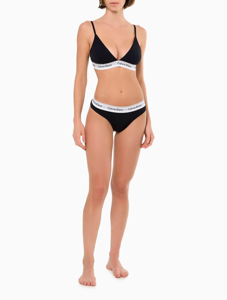 Calcinha Fio Dental de Algodão Underwear Calvin Klein - Preto Preto 2
