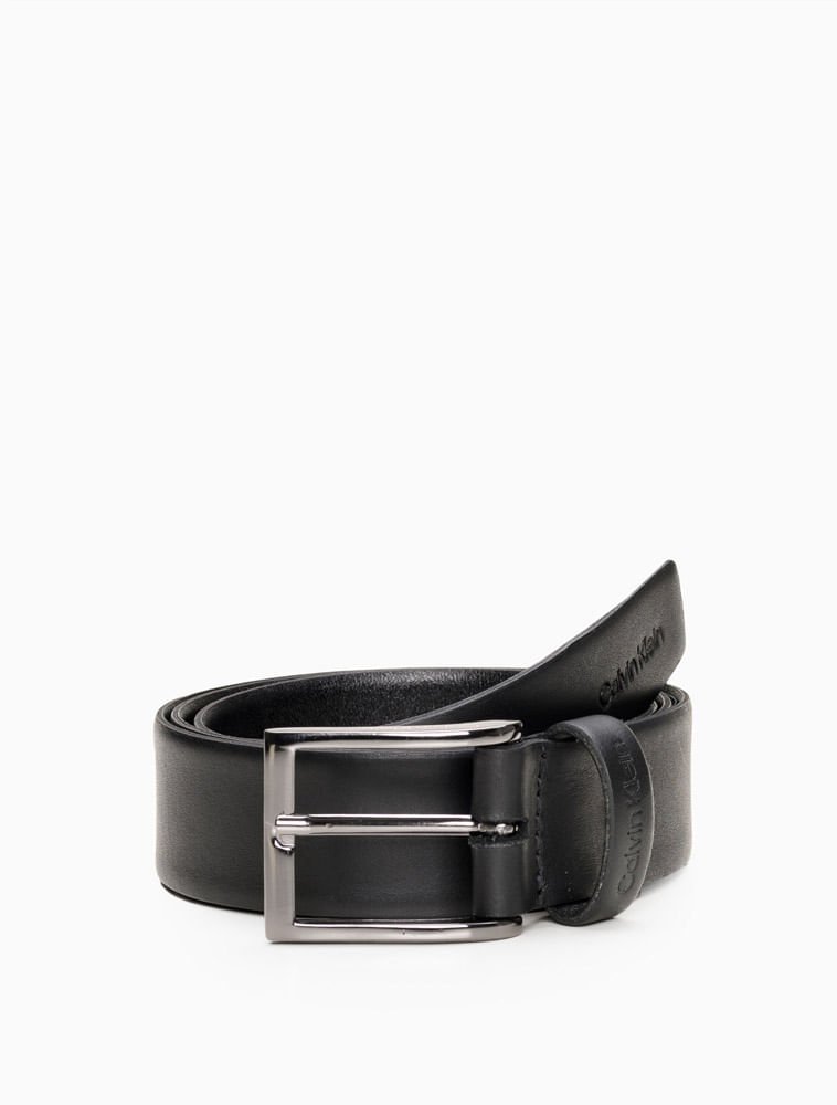 Cinto Masculino Básico de Couro Calvin Klein - Preto