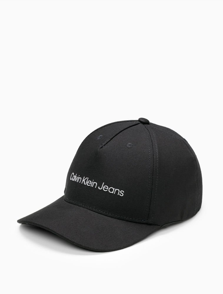 Boné Infantil Masculino de Sarja Aba Curva Estampa Logo Calvin Klein Jeans - Preto Preto 1