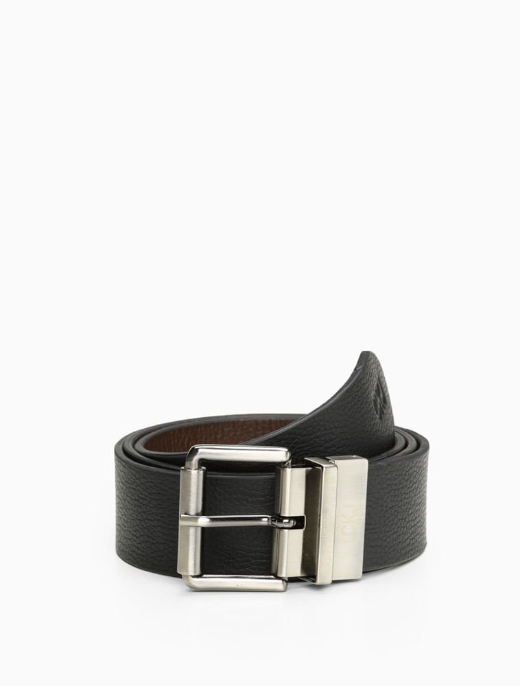 Cinto Masculino de Couro Dupla Face Calvin Klein Jeans - Preto