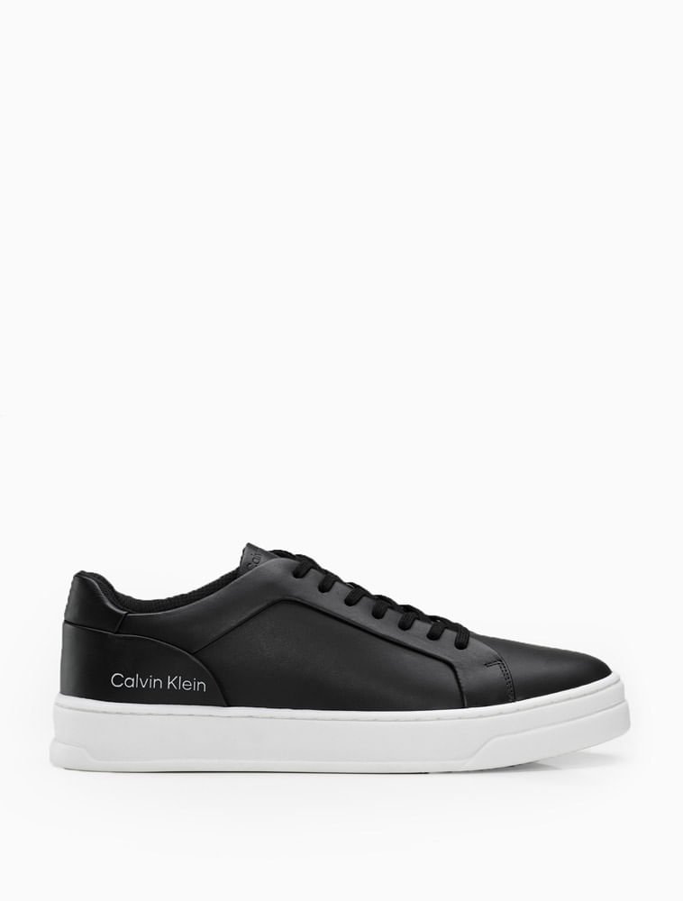 Tênis Masculino de Couro Cano Baixo Calvin Klein - Preto