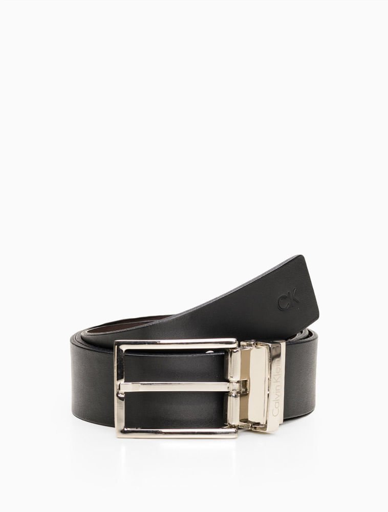 Cinto Masculino de Couro Dupla Face Calvin Klein - Preto
