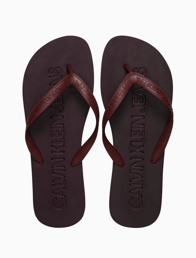 Chinelo Masculino Baixo Relevo Calvin Klein Jeans - Bordo Marrom 2