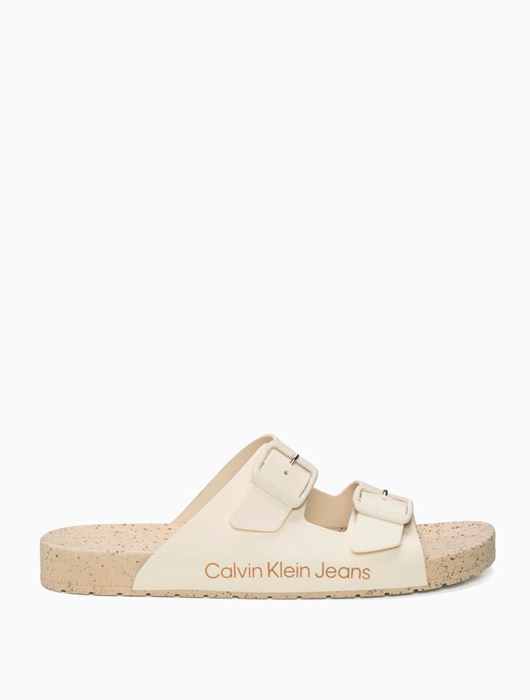 Chinelo Masculino Slide Duas Fivelas Calvin Klein Jeans - Off White