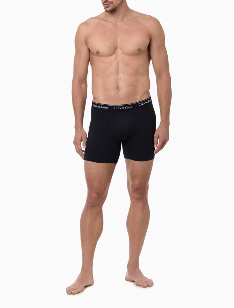 Cueca Boxer Básica Elástico Logo - Preto Preto 2