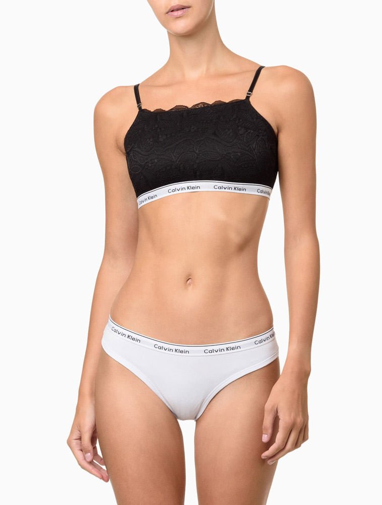 Kit 2 Calcinhas Tangas Mini Modern Cotton Calvin Klein Underwear - Preto / Branco Preto / Branco 4